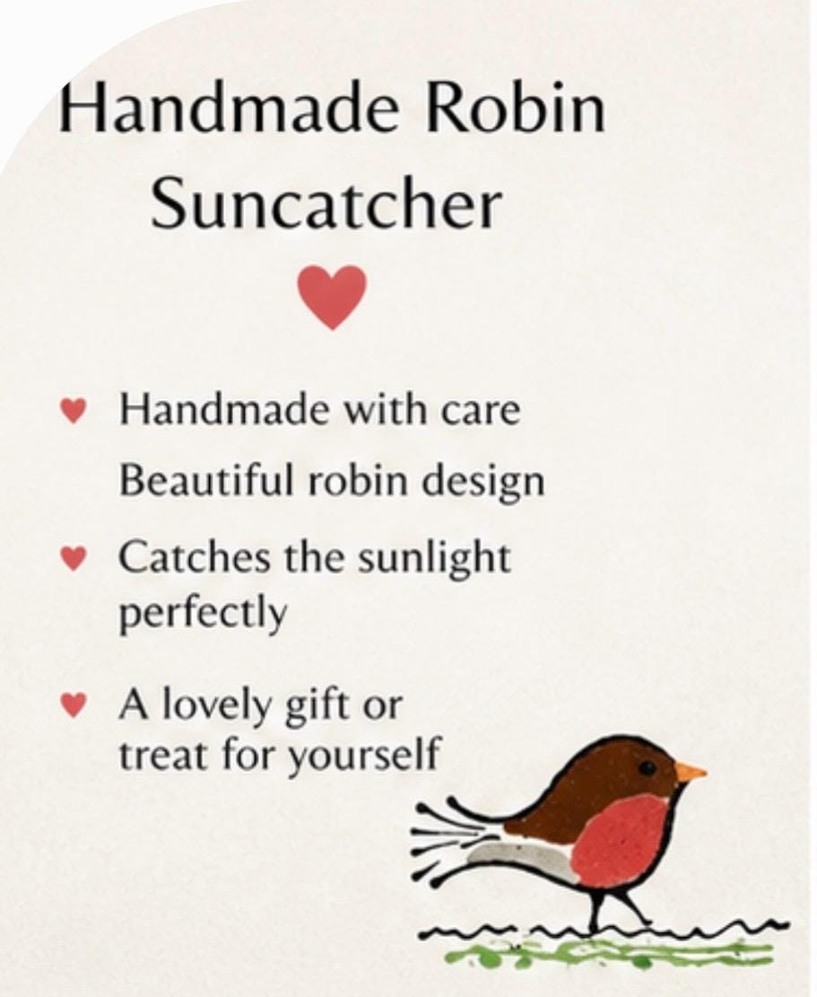 Handmade Fused Glass Robin Hanging Decoration