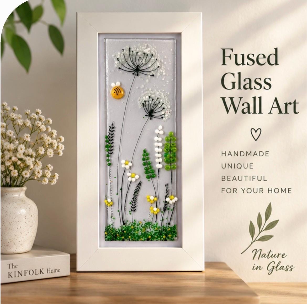 Handmade fused glass flower picture