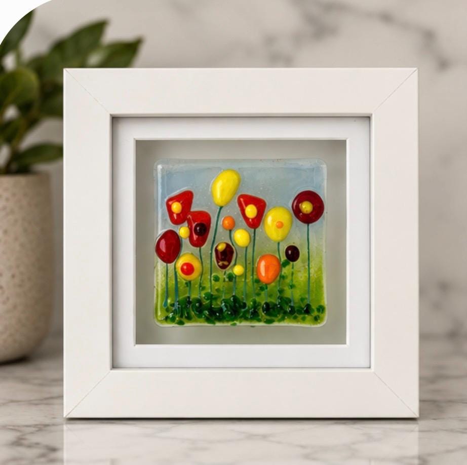 Handmade fused glass flower picture