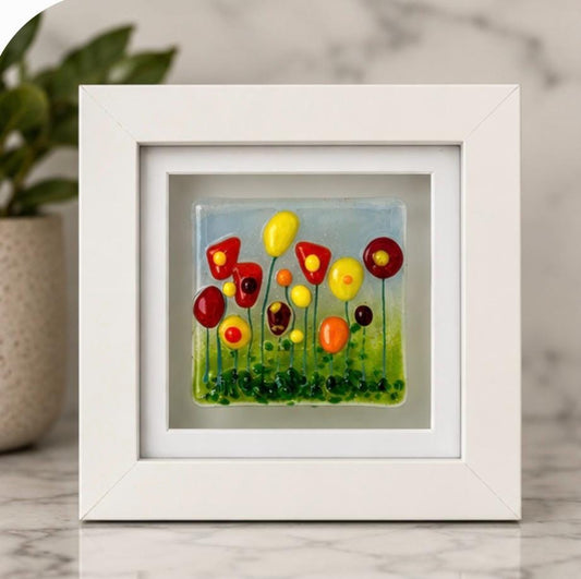 Handmade fused glass flower picture