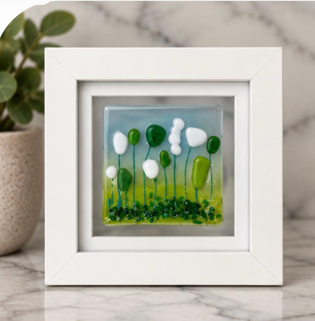 Handmade fused glass flower picture