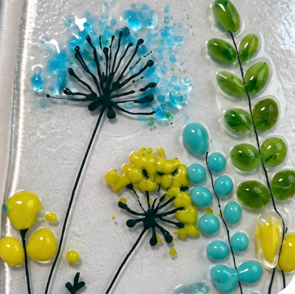 Handmade fused glass flower picture