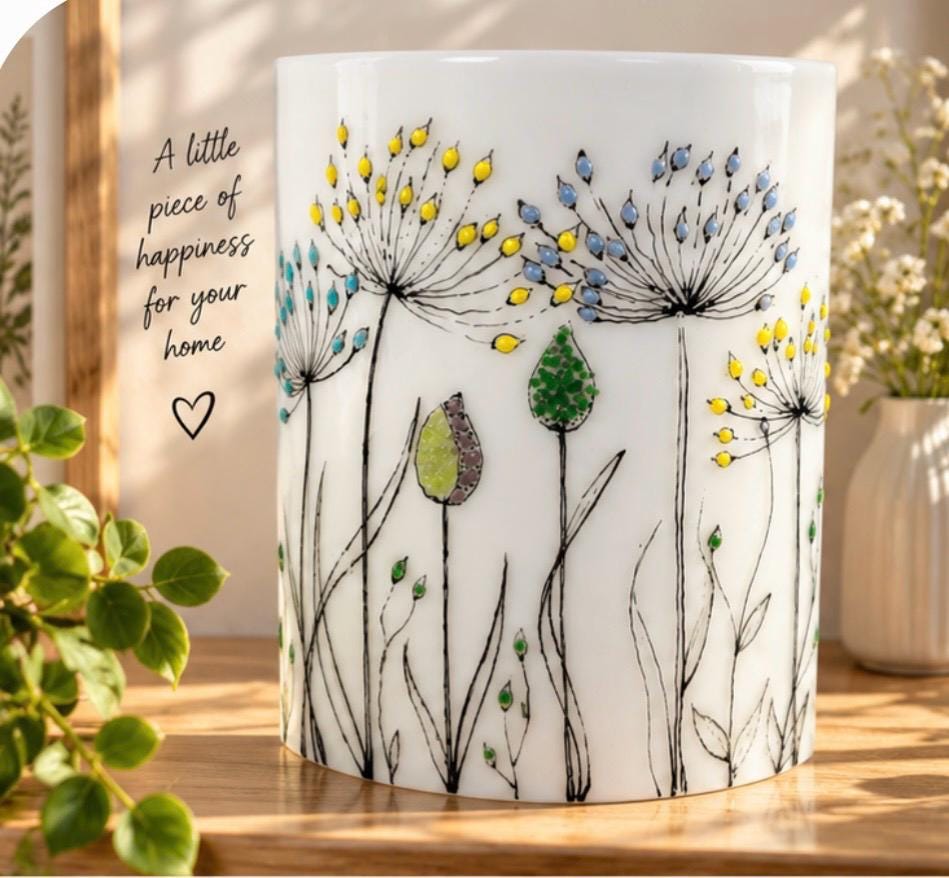Handmade fused glass candle holder