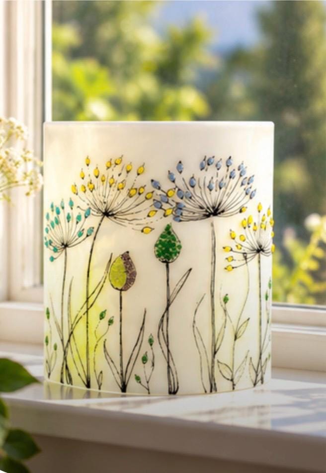 Handmade fused glass candle holder