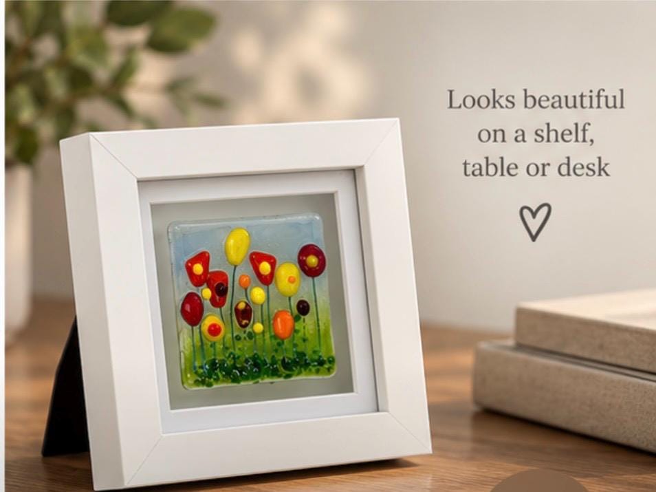 Handmade fused glass flower picture