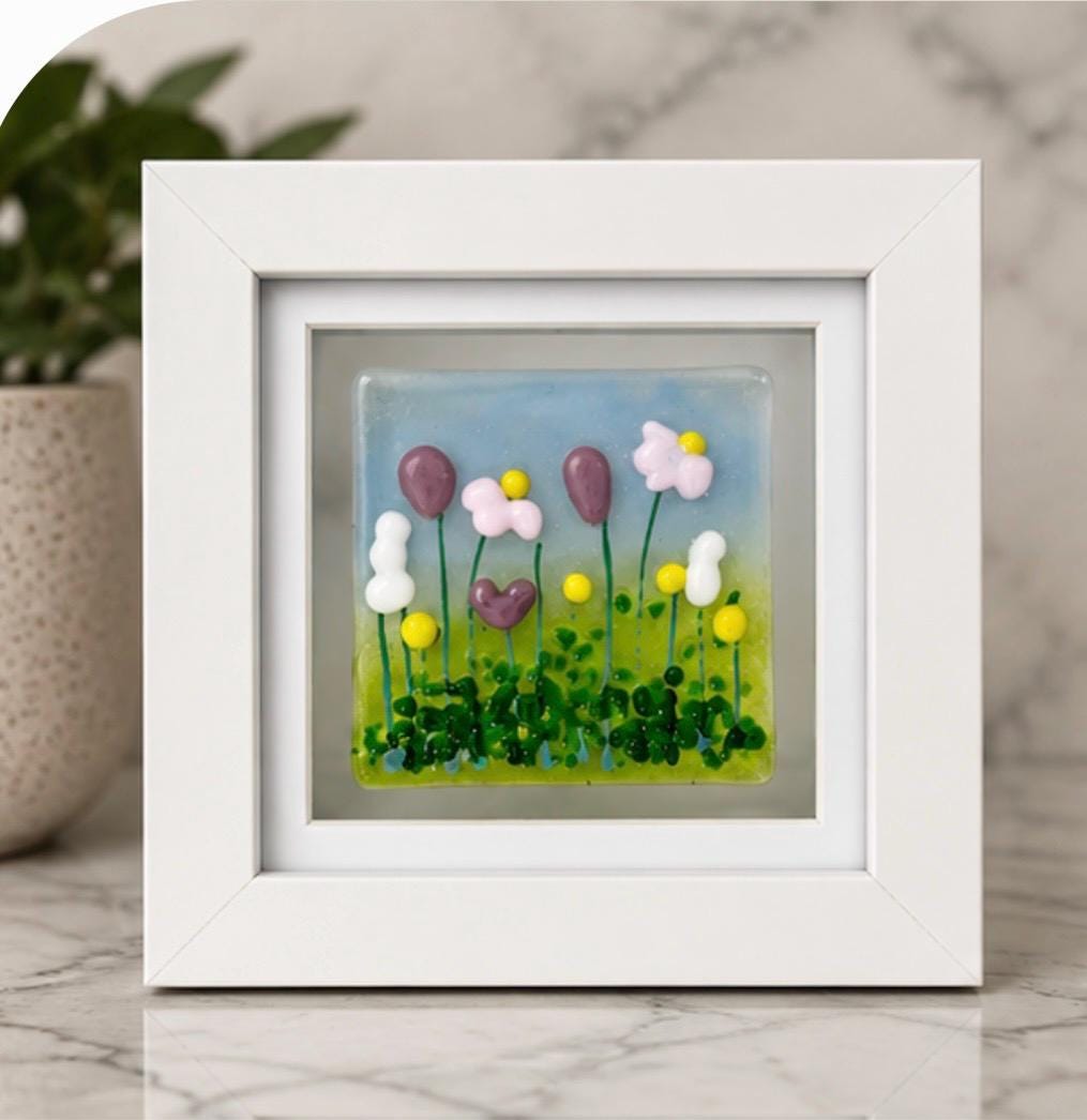 Handmade fused glass flower picture