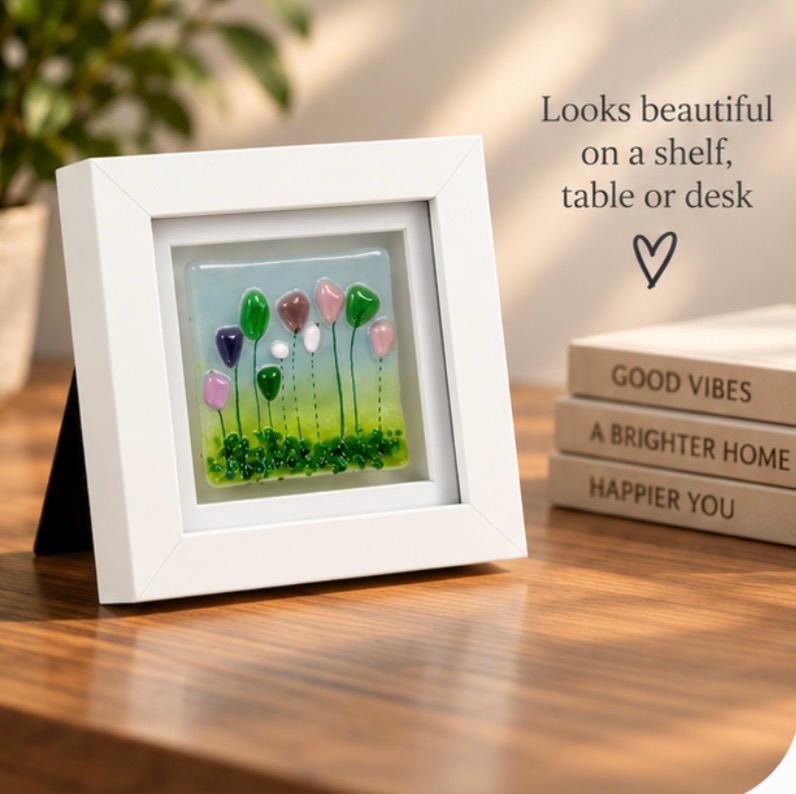 Handmade fused glass flower picture