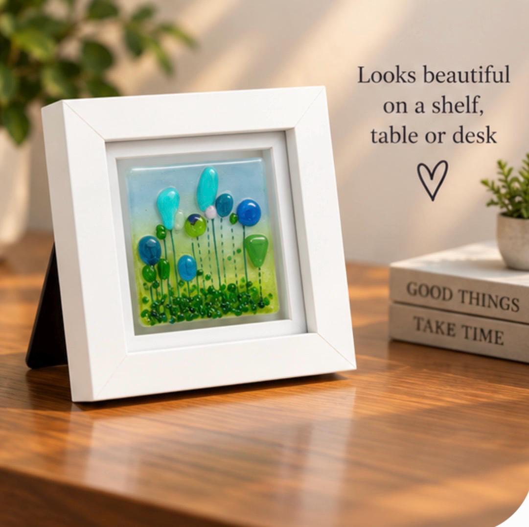 Handmade fused glass flower picture