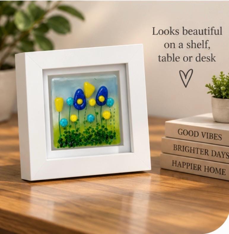 Handmade fused glass flower picture