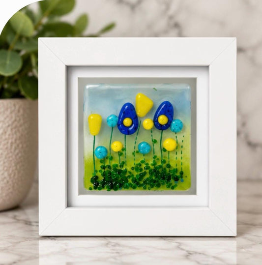 Handmade fused glass flower picture