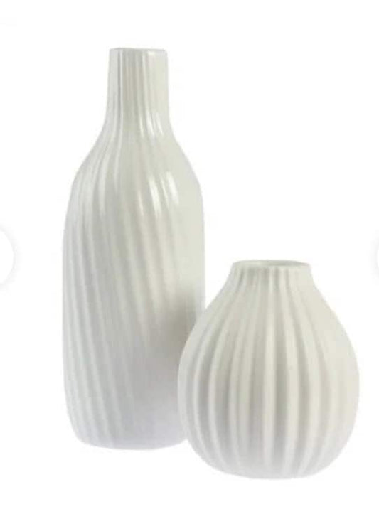 Ceramic Tall Wavy vase, white vase, narrow neck vase